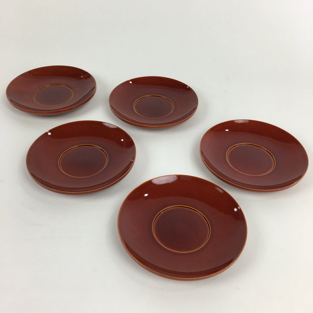 Japanese Wood lacquer Shunkei-Nuri Drink Saucer 5pc Set Vtg Coaster LWB47