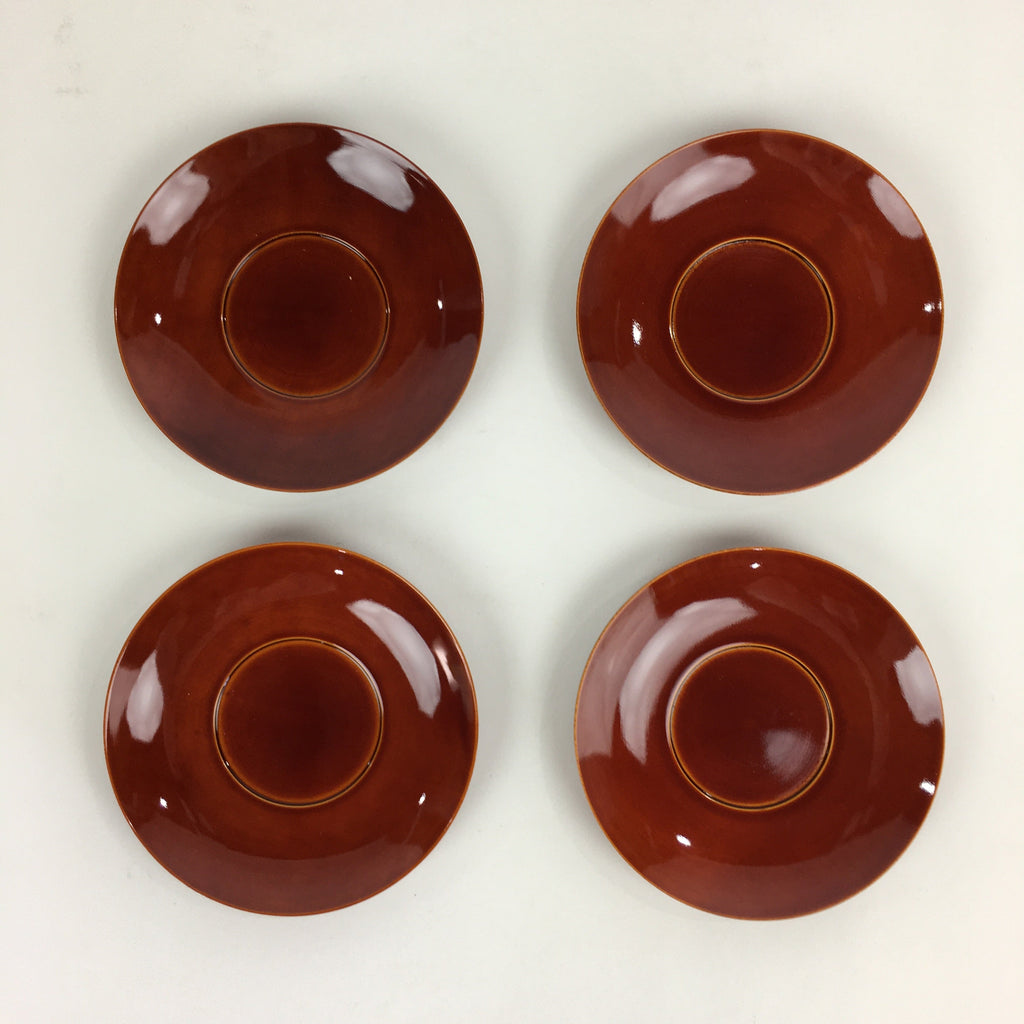 Japanese Wood lacquer Shunkei-Nuri Drink Saucer 5pc Set Vtg Coaster LWB49