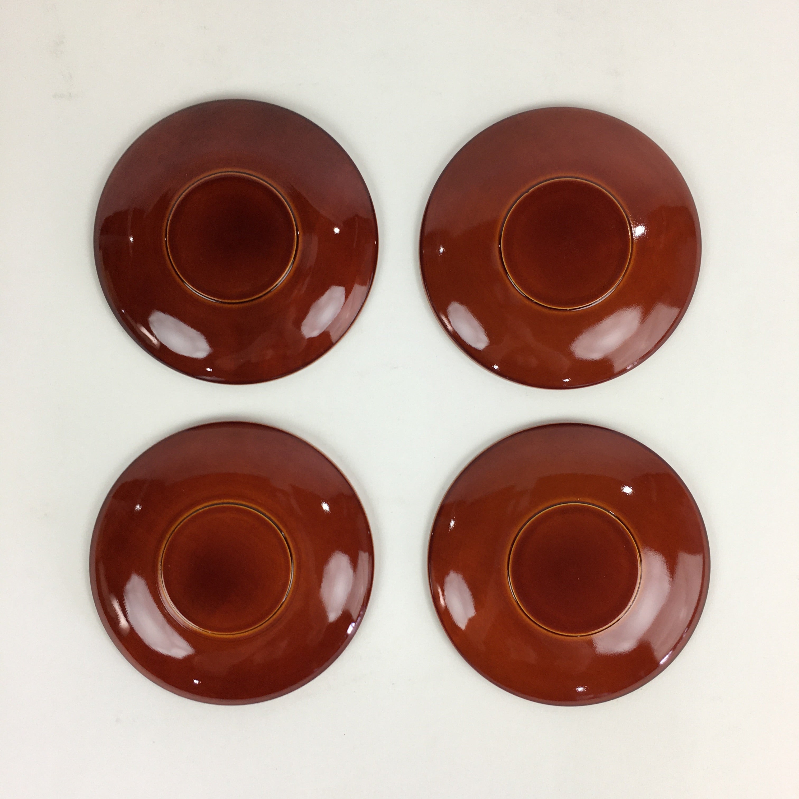 Japanese Wood lacquer Shunkei-Nuri Drink Saucer 5pc Set Vtg Coaster LWB49
