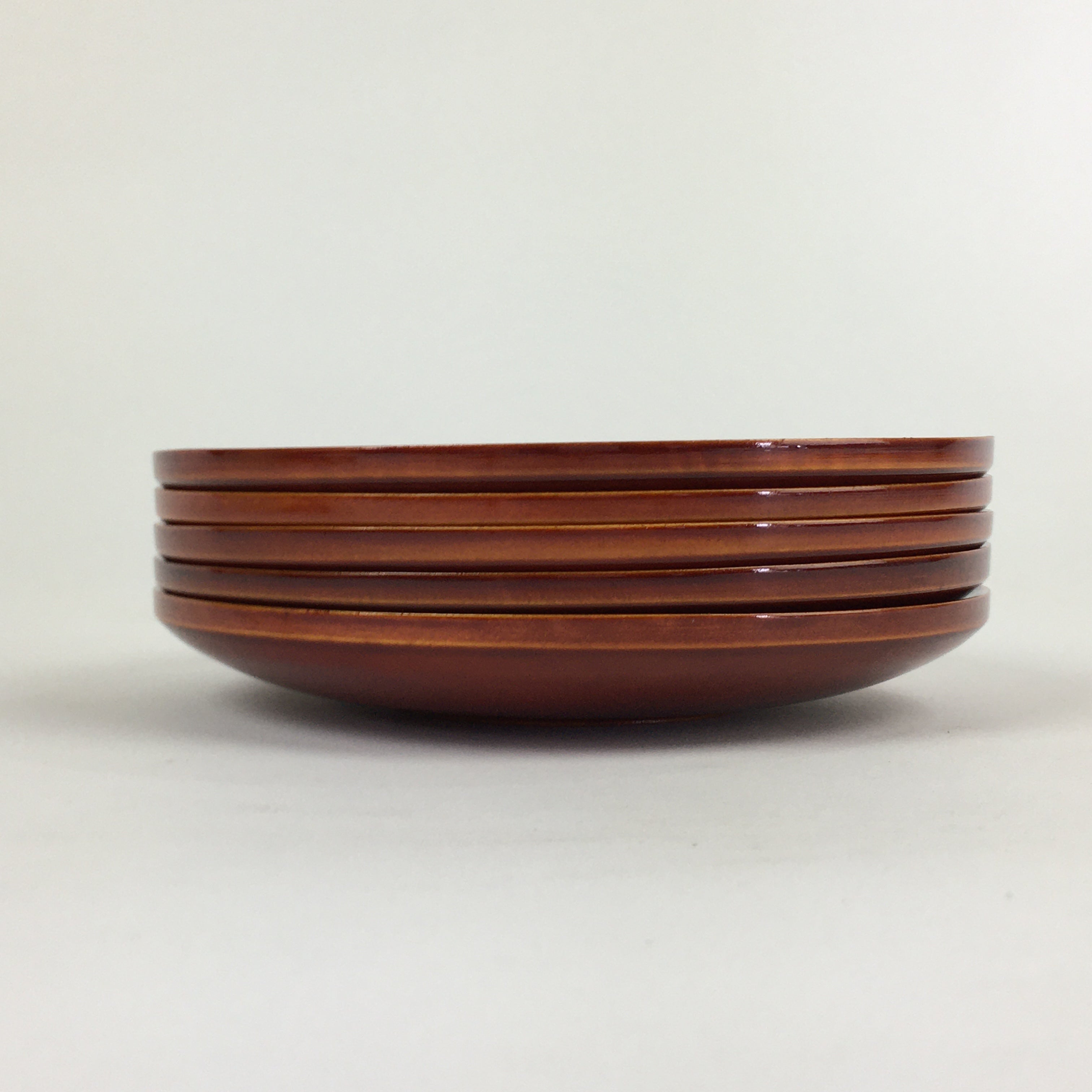 Japanese Wood lacquer Shunkei-Nuri Drink Saucer 5pc Set Vtg Coaster LWB49