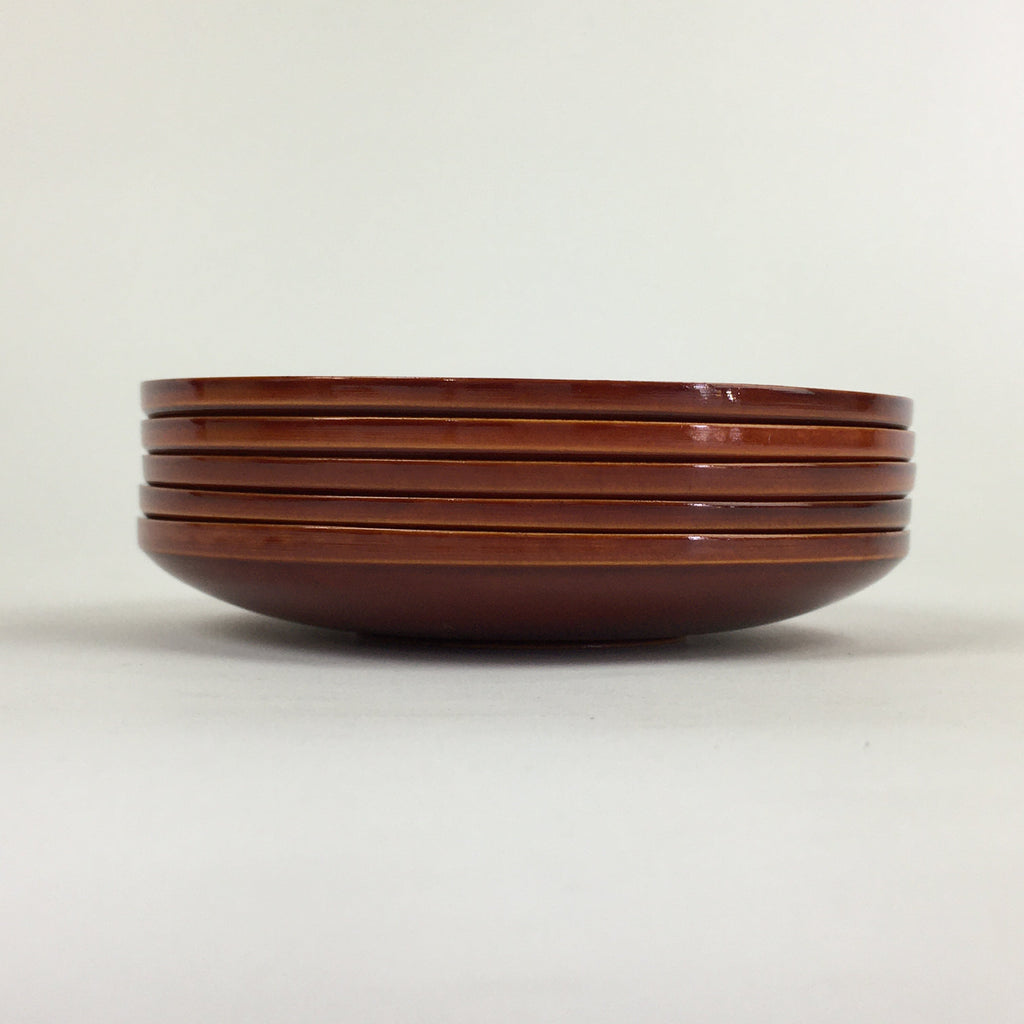 Japanese Wood lacquer Shunkei-Nuri Drink Saucer 5pc Set Vtg Coaster LWB49