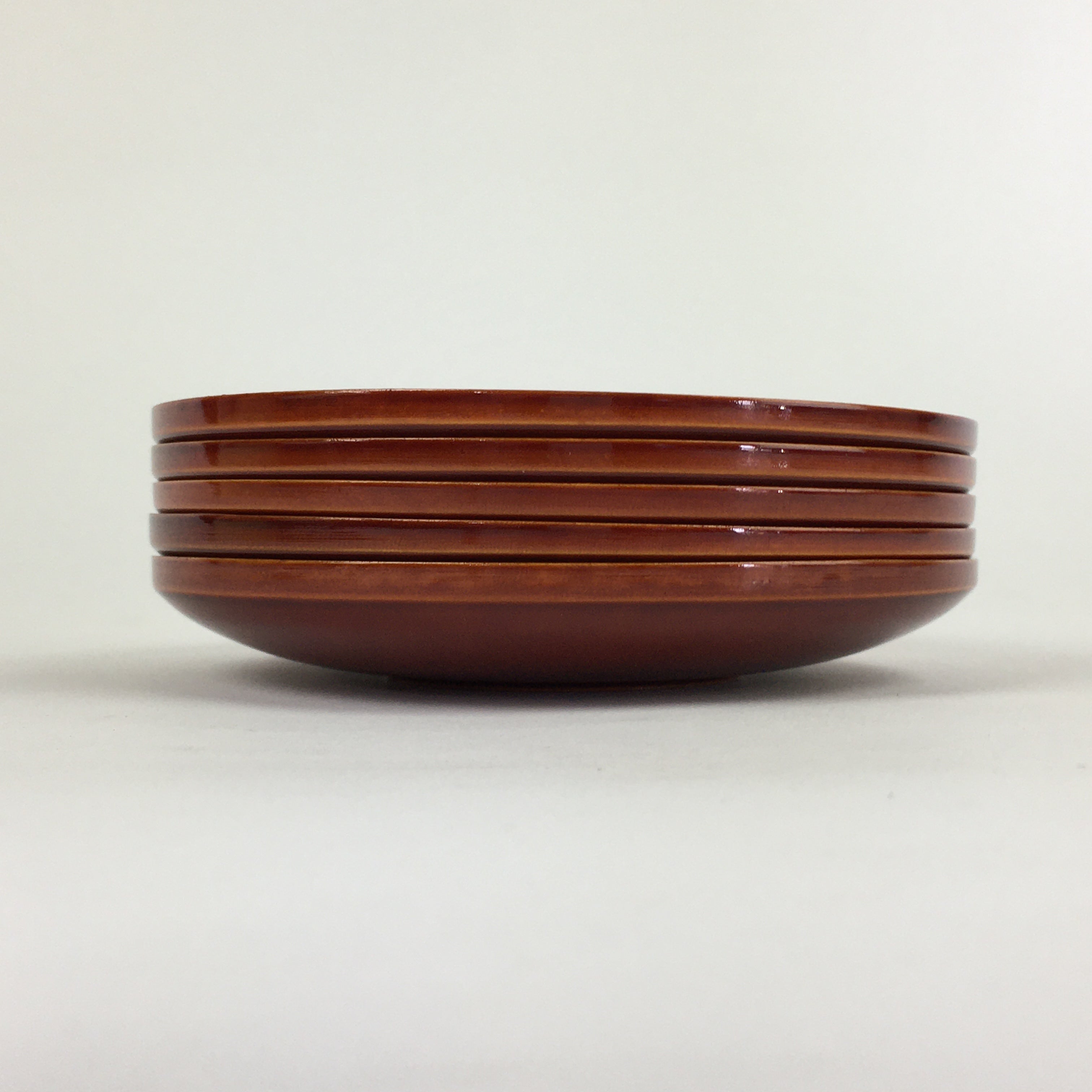 Japanese Wood lacquer Shunkei-Nuri Drink Saucer 5pc Set Vtg Coaster LWB49