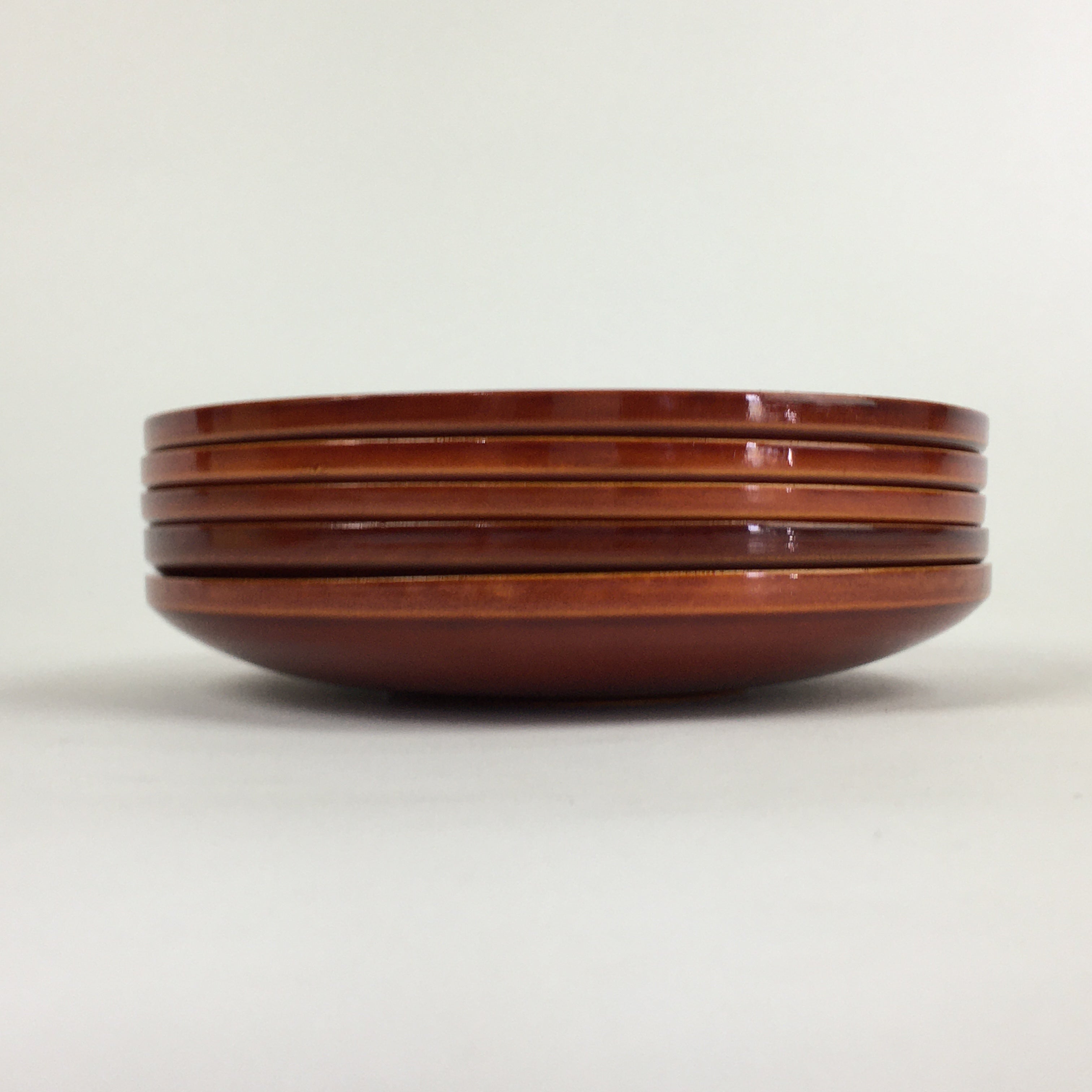 Japanese Wood lacquer Shunkei-Nuri Drink Saucer 5pc Set Vtg Coaster LWB49