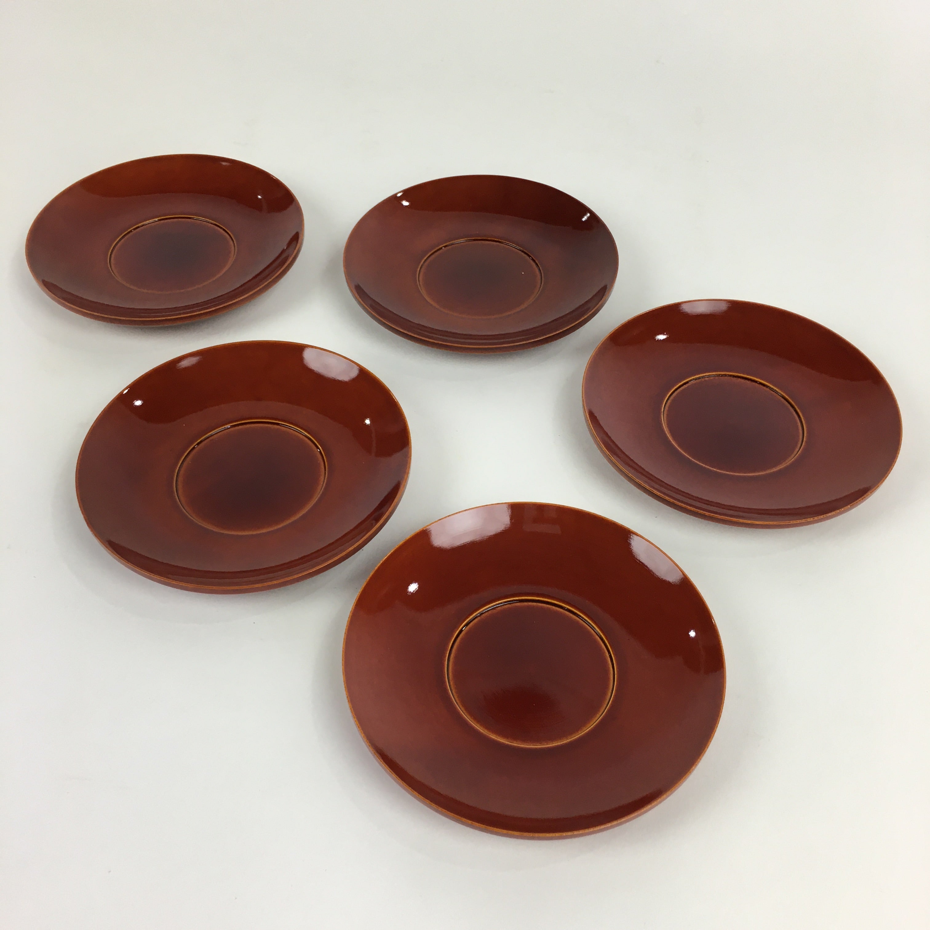 Japanese Wood lacquer Shunkei-Nuri Drink Saucer 5pc Set Vtg Coaster LWB49