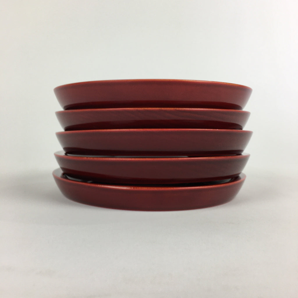 Japanese Wood lacquer Shunkei-Nuri Drink Saucer 5pc Set Vtg Coaster LWB51