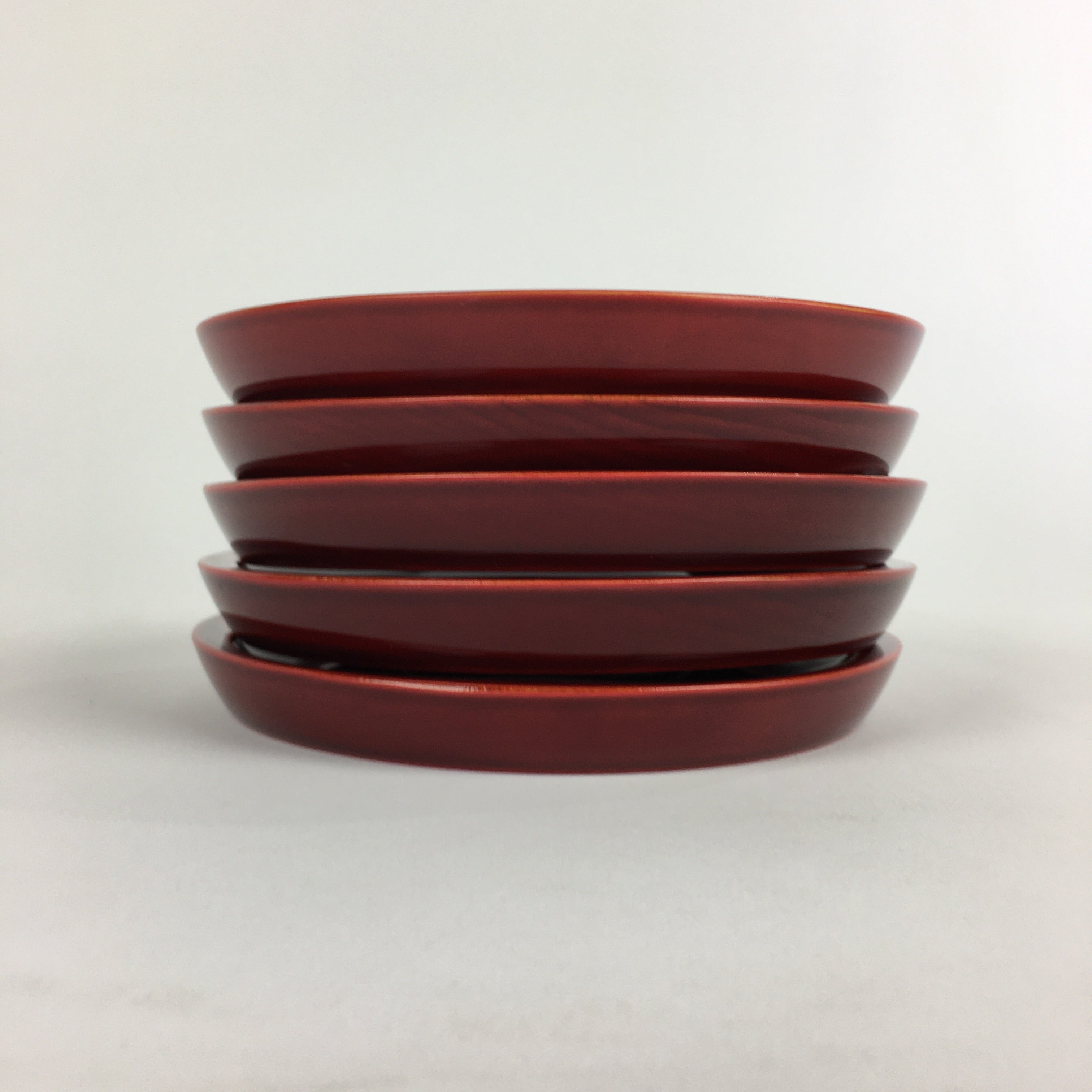Japanese Wood lacquer Shunkei-Nuri Drink Saucer 5pc Set Vtg Coaster LWB51