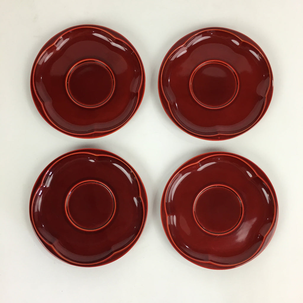 Japanese Wood lacquer Shunkei-Nuri Drink Saucer 5pc Set Vtg Coaster LWB51