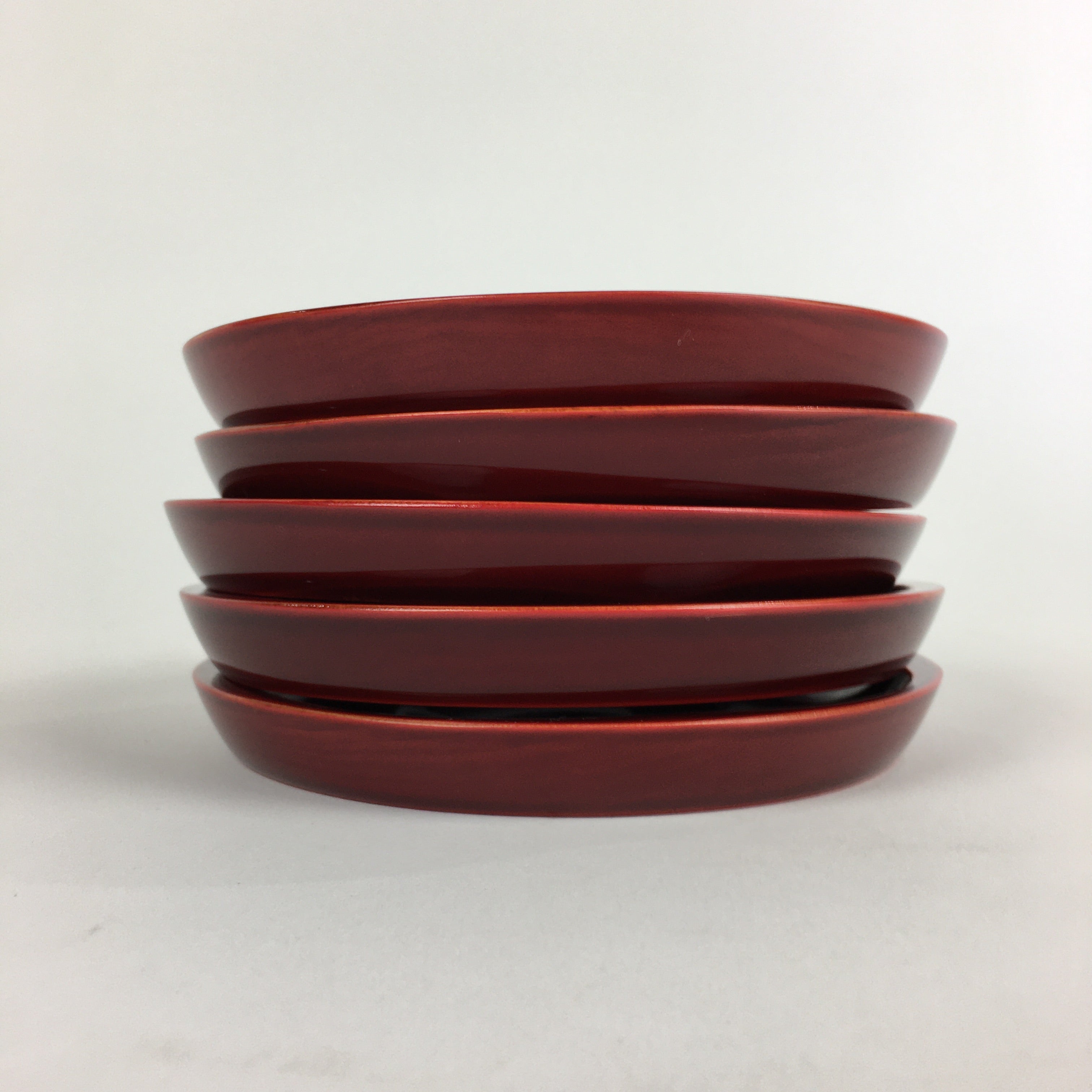 Japanese Wood lacquer Shunkei-Nuri Drink Saucer 5pc Set Vtg Coaster LWB51