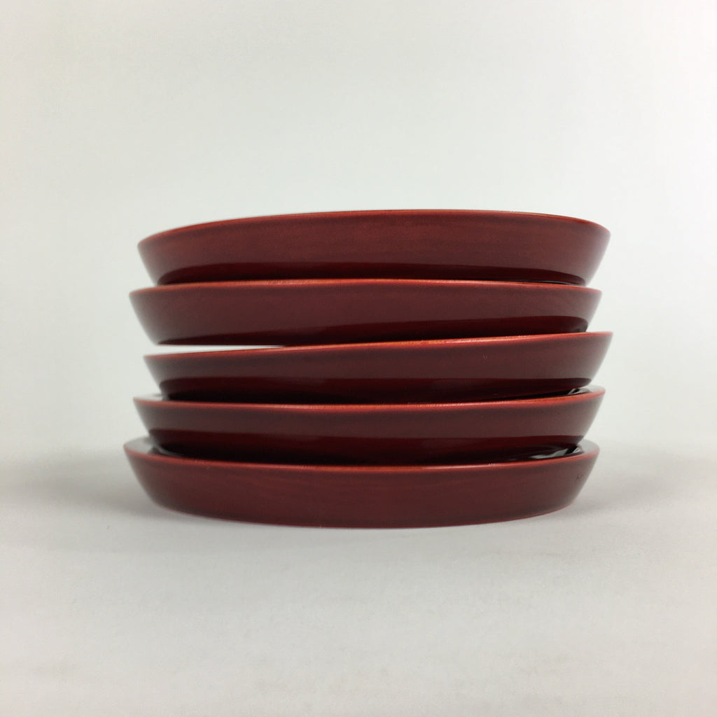 Japanese Wood lacquer Shunkei-Nuri Drink Saucer 5pc Set Vtg Coaster LWB51