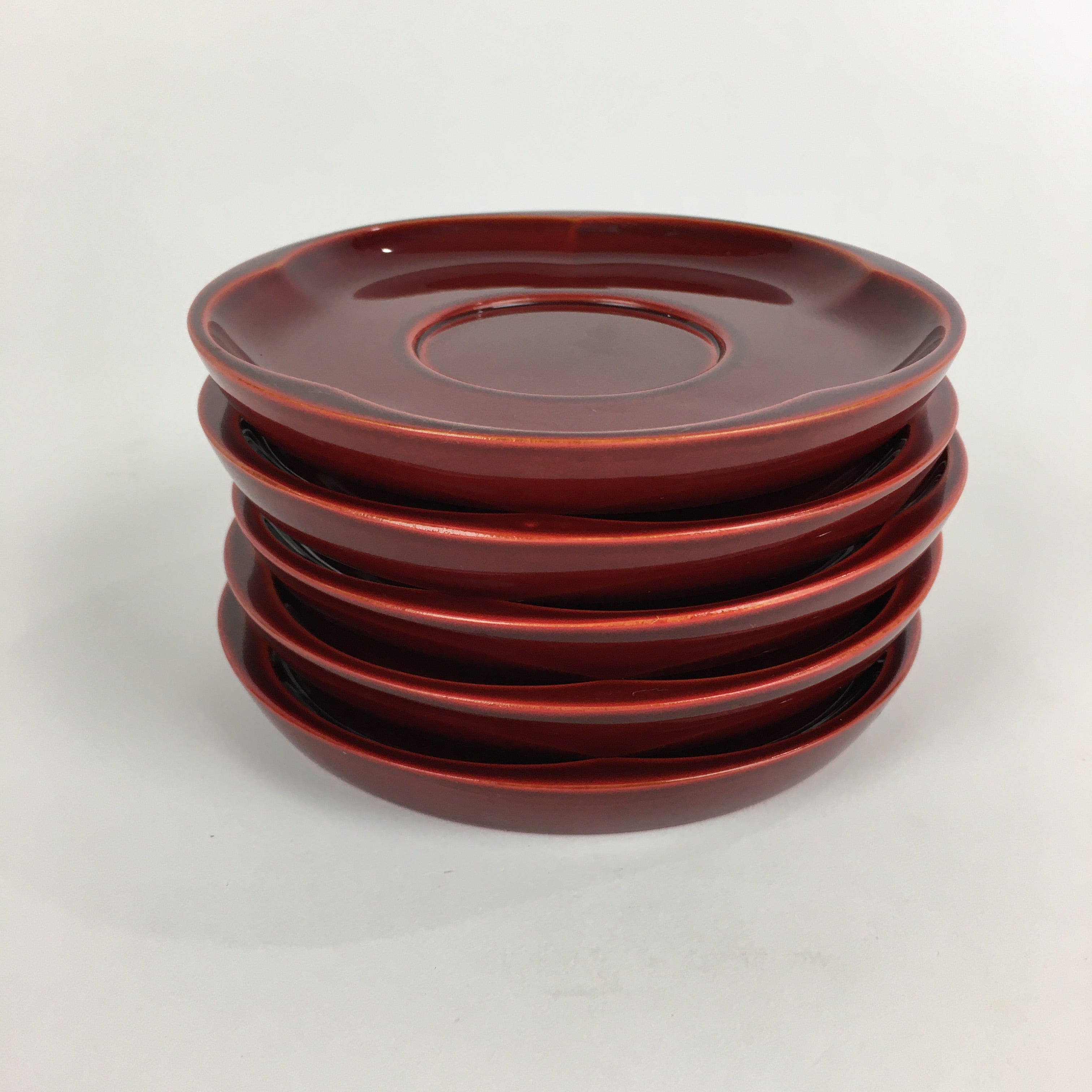Japanese Wood lacquer Shunkei-Nuri Drink Saucer 5pc Set Vtg Coaster LWB51