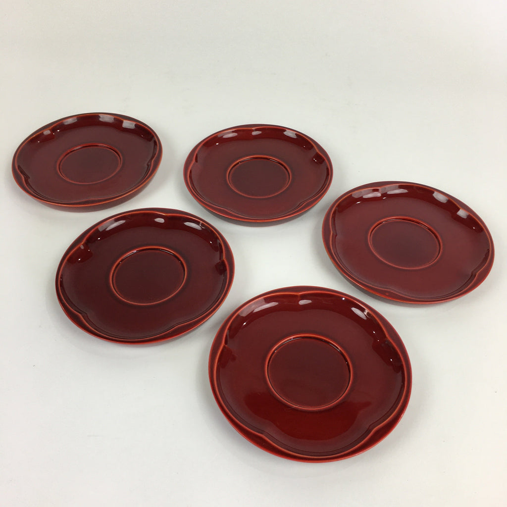 Japanese Wood lacquer Shunkei-Nuri Drink Saucer 5pc Set Vtg Coaster LWB51