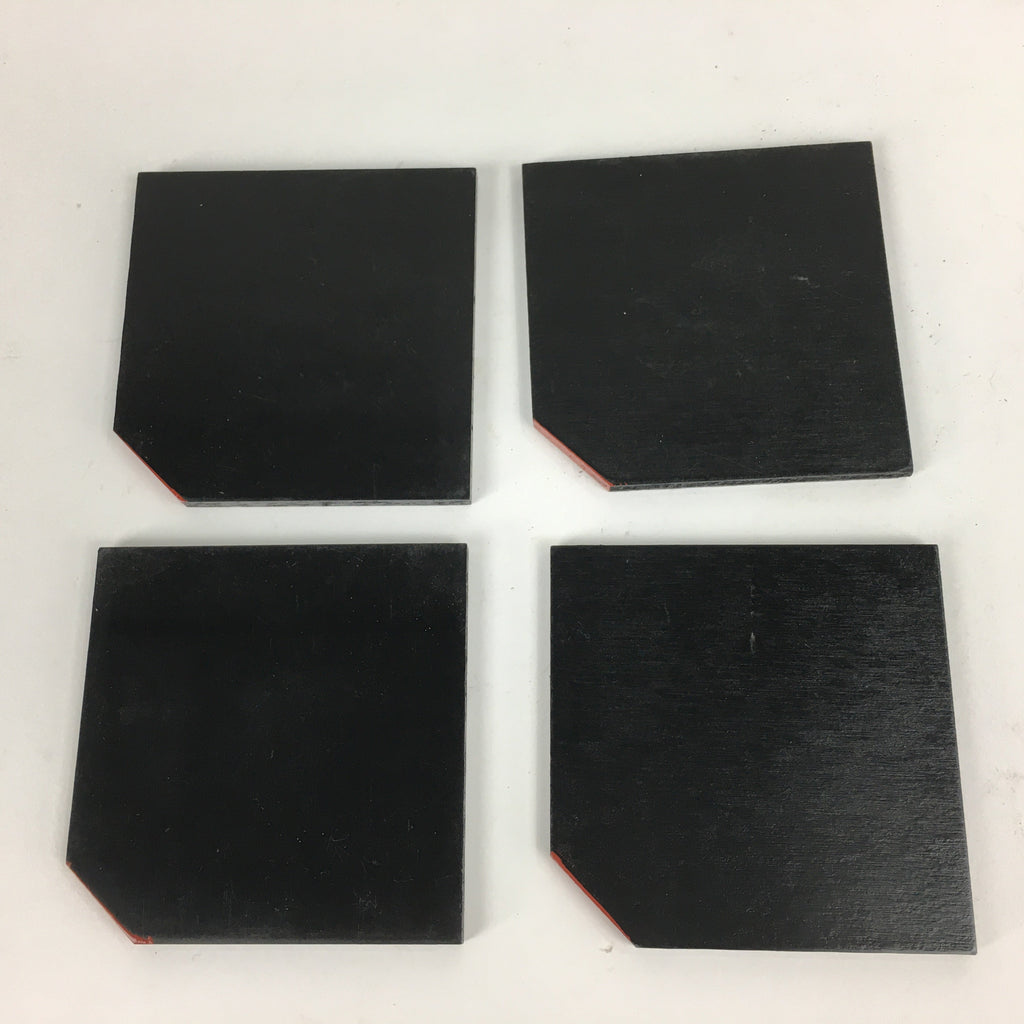 Japanese Wood lacquered Drink Saucer 4pc Set Vtg Chataku Coaster Black UR620