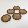 Japanese Wood lacquered Drink Saucer 5pc Set Vtg Chataku Coaster Brown UR589