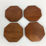 Japanese Wood lacquered Drink Saucer 5pc Set Vtg Chataku Coaster Brown UR590