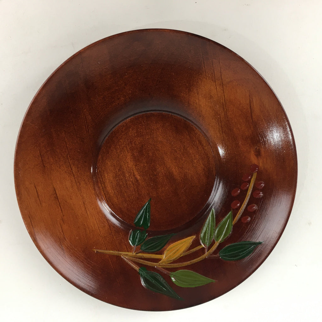 Japanese Wood lacquered Drink Saucer 5pc Set Vtg Chataku Coaster Brown UR594