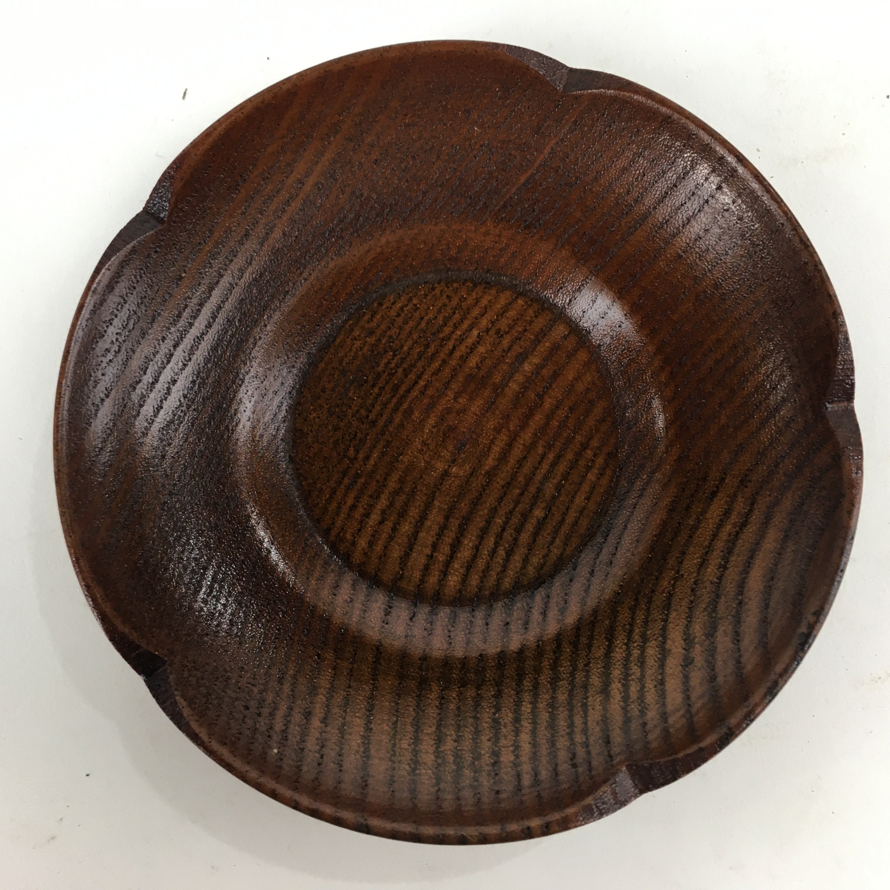 Japanese Wood lacquered Drink Saucer 5pc Set Vtg Chataku Coaster Brown UR595