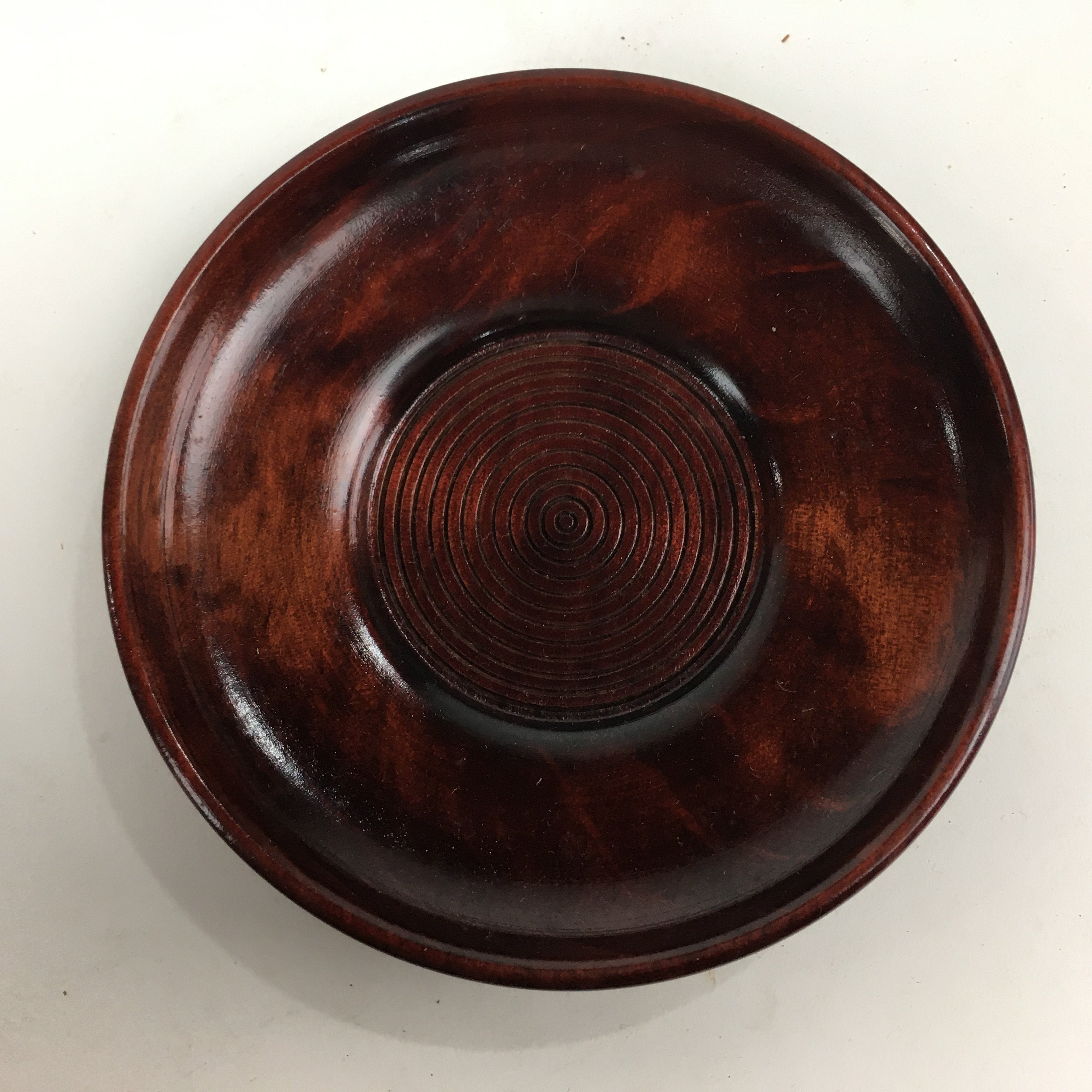 Japanese Wood lacquered Drink Saucer 5pc Set Vtg Chataku Coaster Brown UR596