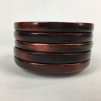 Japanese Wood lacquered Drink Saucer 5pc Set Vtg Chataku Coaster Brown UR596