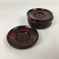 Japanese Wood lacquered Drink Saucer 5pc Set Vtg Chataku Coaster Brown UR596