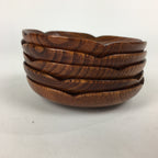 Japanese Wood lacquered Drink Saucer 5pc Set Vtg Chataku Coaster Brown UR597