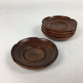 Japanese Wood lacquered Drink Saucer 5pc Set Vtg Chataku Coaster Brown UR597