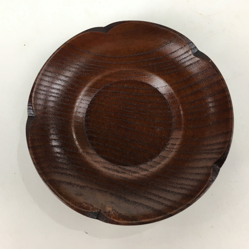 Japanese Wood lacquered Drink Saucer 5pc Set Vtg Chataku Coaster Brown UR598