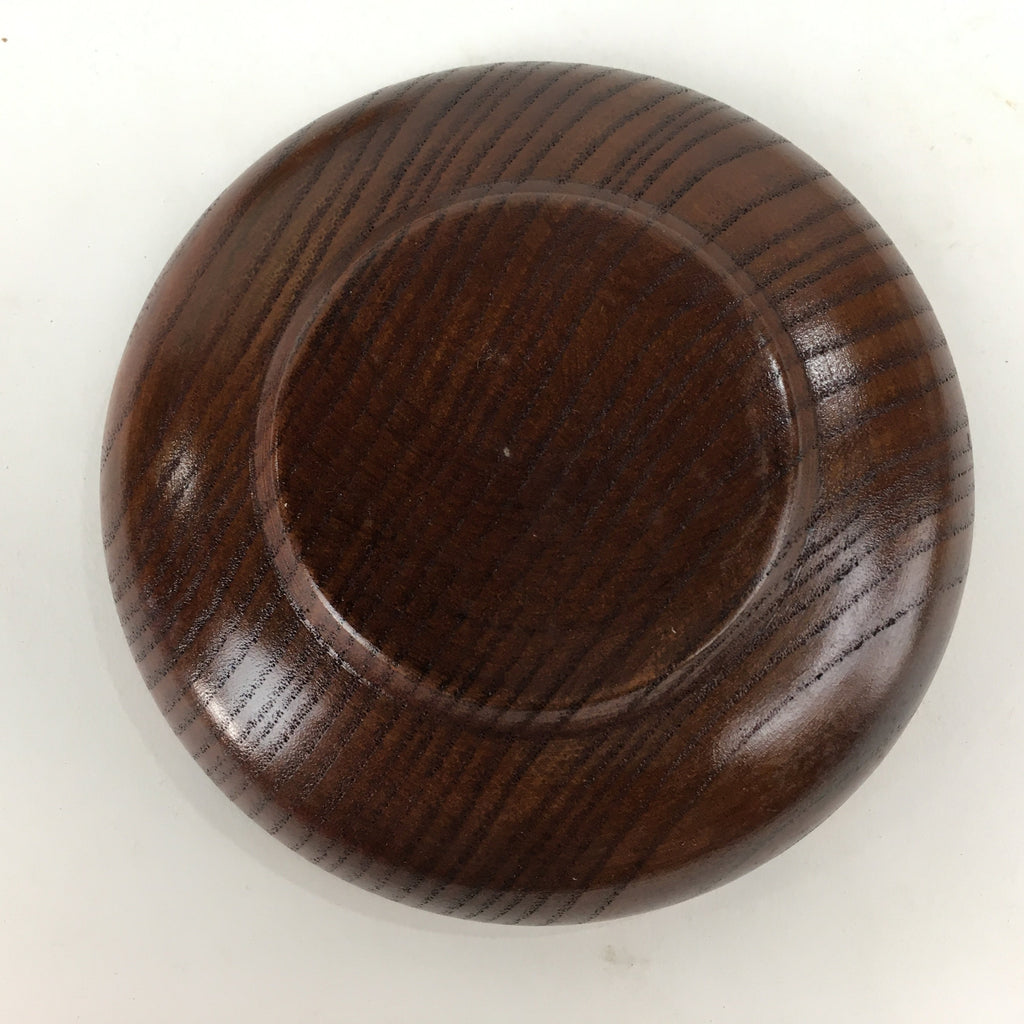 Japanese Wood lacquered Drink Saucer 5pc Set Vtg Chataku Coaster Brown UR598