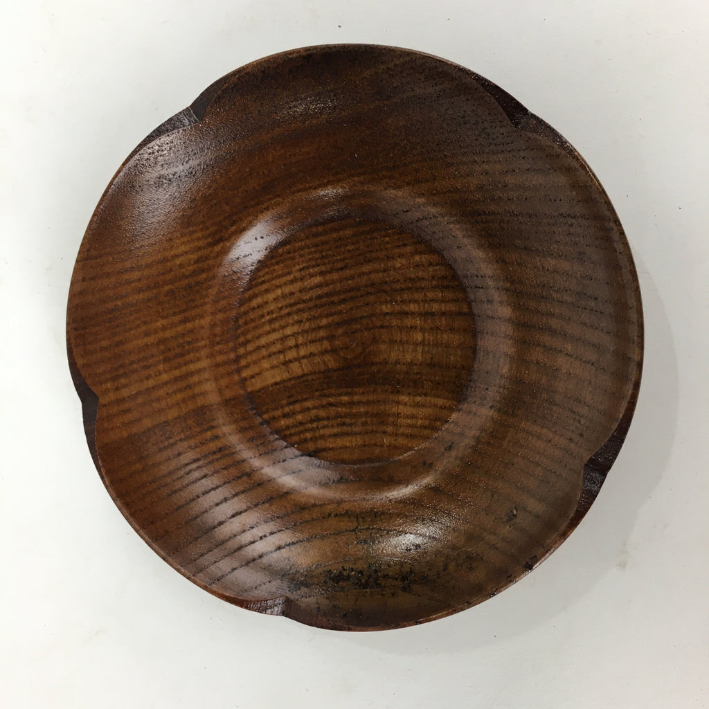 Japanese Wood lacquered Drink Saucer 5pc Set Vtg Chataku Coaster Brown UR599