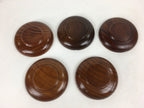 Japanese Wood lacquered Drink Saucer 5pc Set Vtg Chataku Coaster Brown UR599