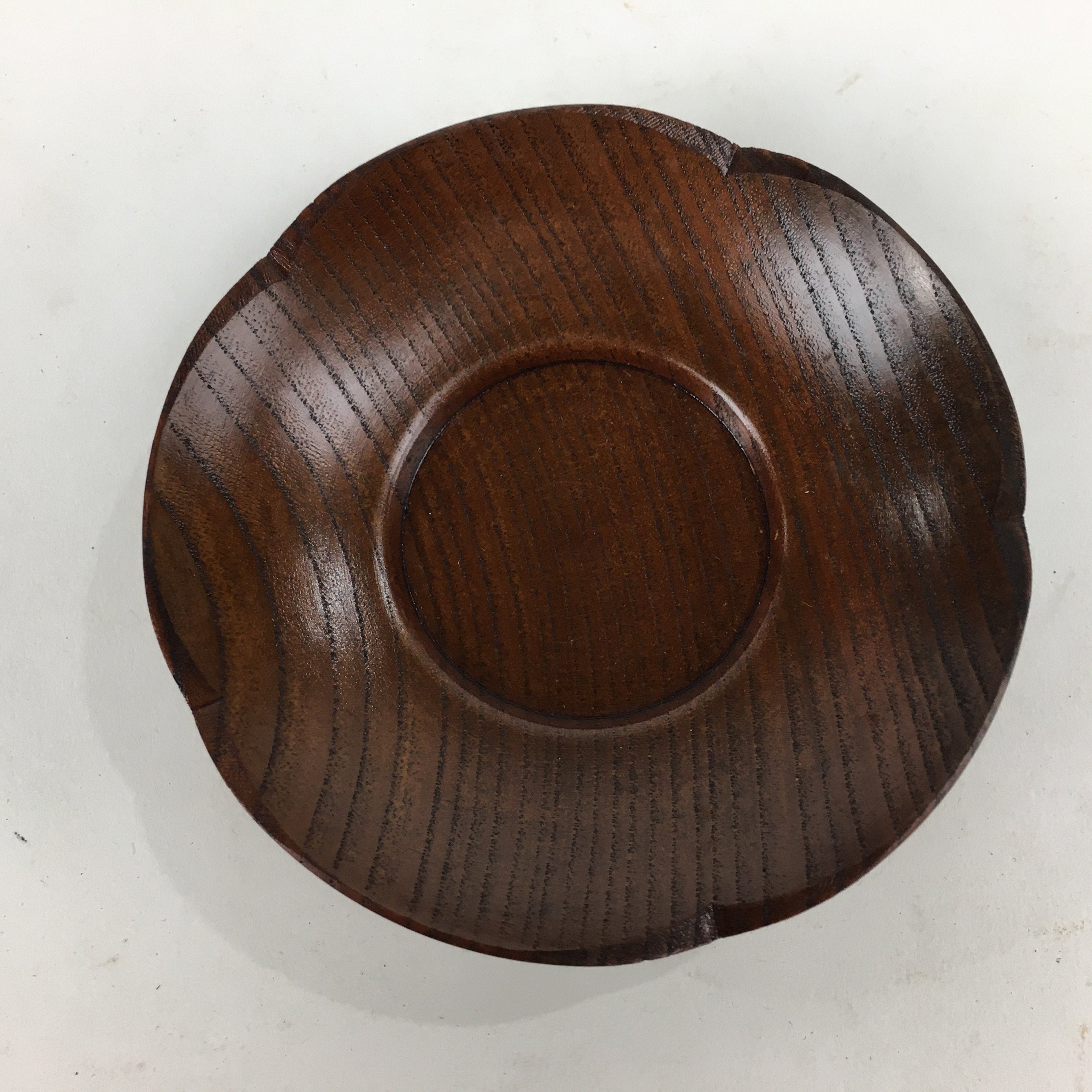 Japanese Wood lacquered Drink Saucer 5pc Set Vtg Chataku Coaster Brown UR600