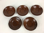 Japanese Wood lacquered Drink Saucer 5pc Set Vtg Chataku Coaster Brown UR600