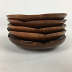 Japanese Wood lacquered Drink Saucer 5pc Set Vtg Chataku Coaster Brown UR600