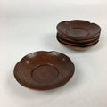 Japanese Wood lacquered Drink Saucer 5pc Set Vtg Chataku Coaster Brown UR600