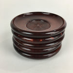 Japanese Wood lacquered Drink Saucer 5pc Set Vtg Chataku Coaster Brown UR718