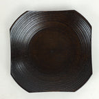 Japanese Wood lacquered Drink Saucer Vtg Chataku Coaster Brown QT149