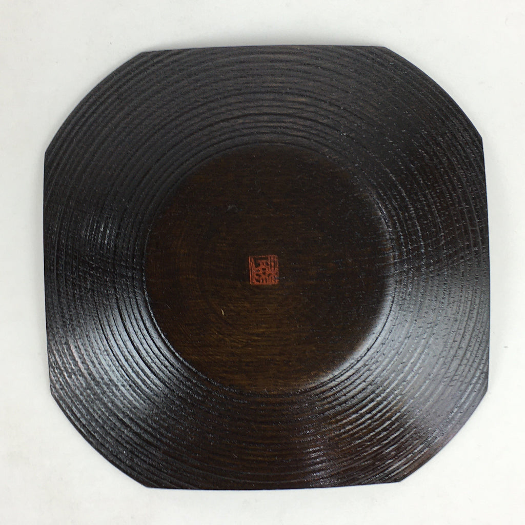 Japanese Wood lacquered Drink Saucer Vtg Chataku Coaster Brown QT149