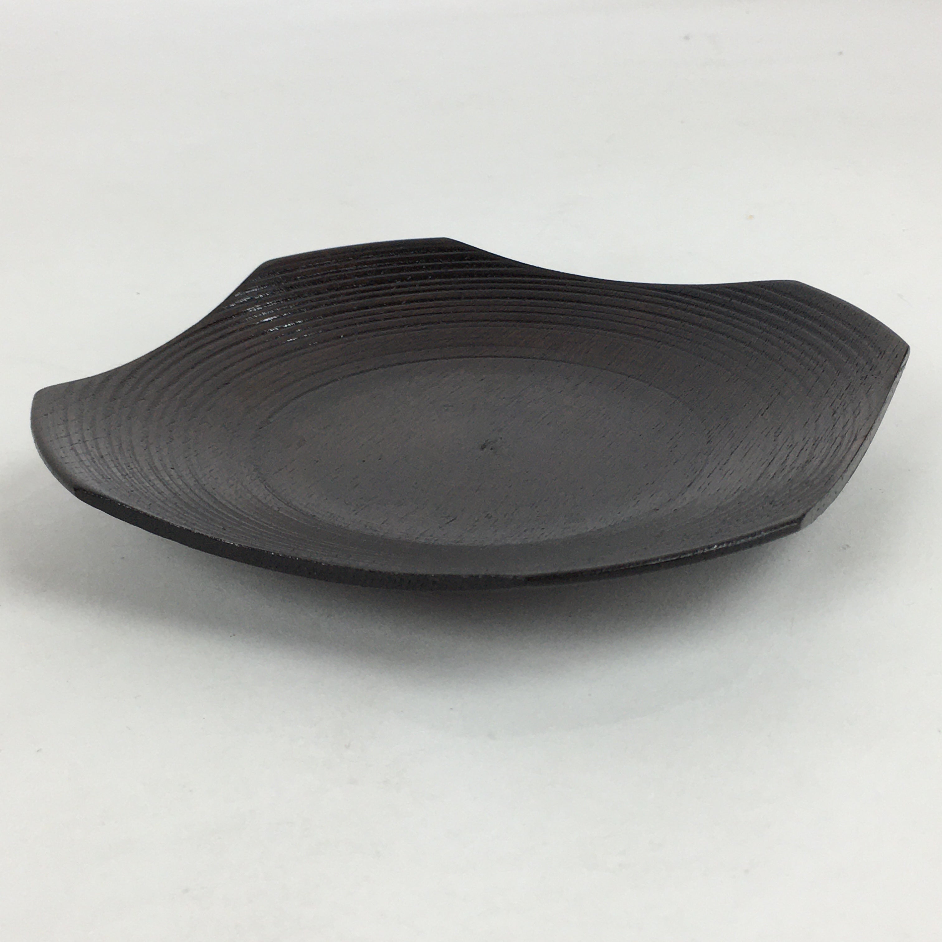 Japanese Wood lacquered Drink Saucer Vtg Chataku Coaster Brown QT149