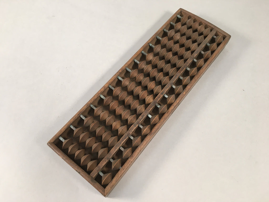 Japanese Wooden Abacus Calculating Tool 1/5 Beads 15 Rows Vtg Soroban ST49
