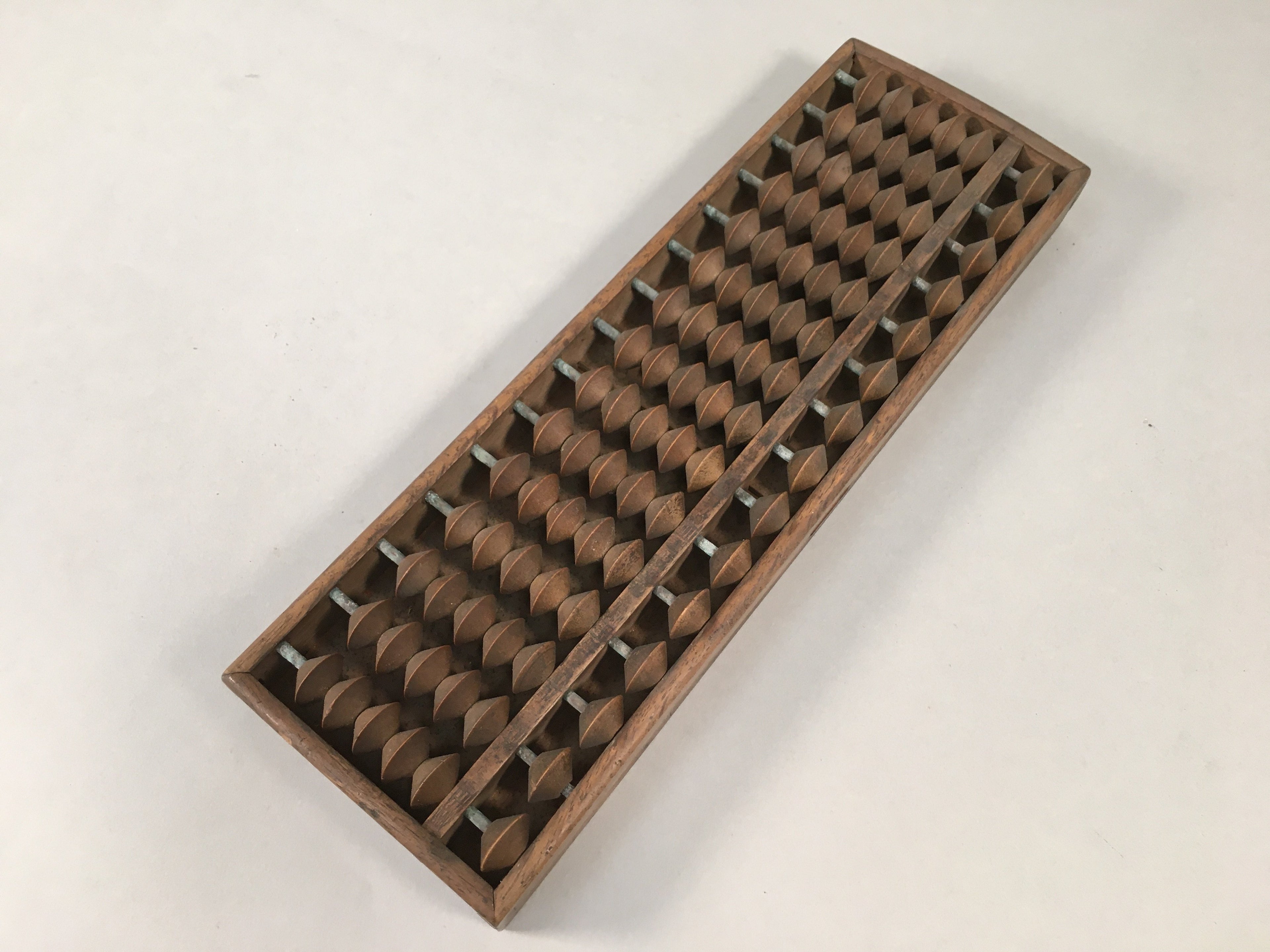 Japanese Wooden Abacus Calculating Tool 1/5 Beads 15 Rows Vtg Soroban ST49