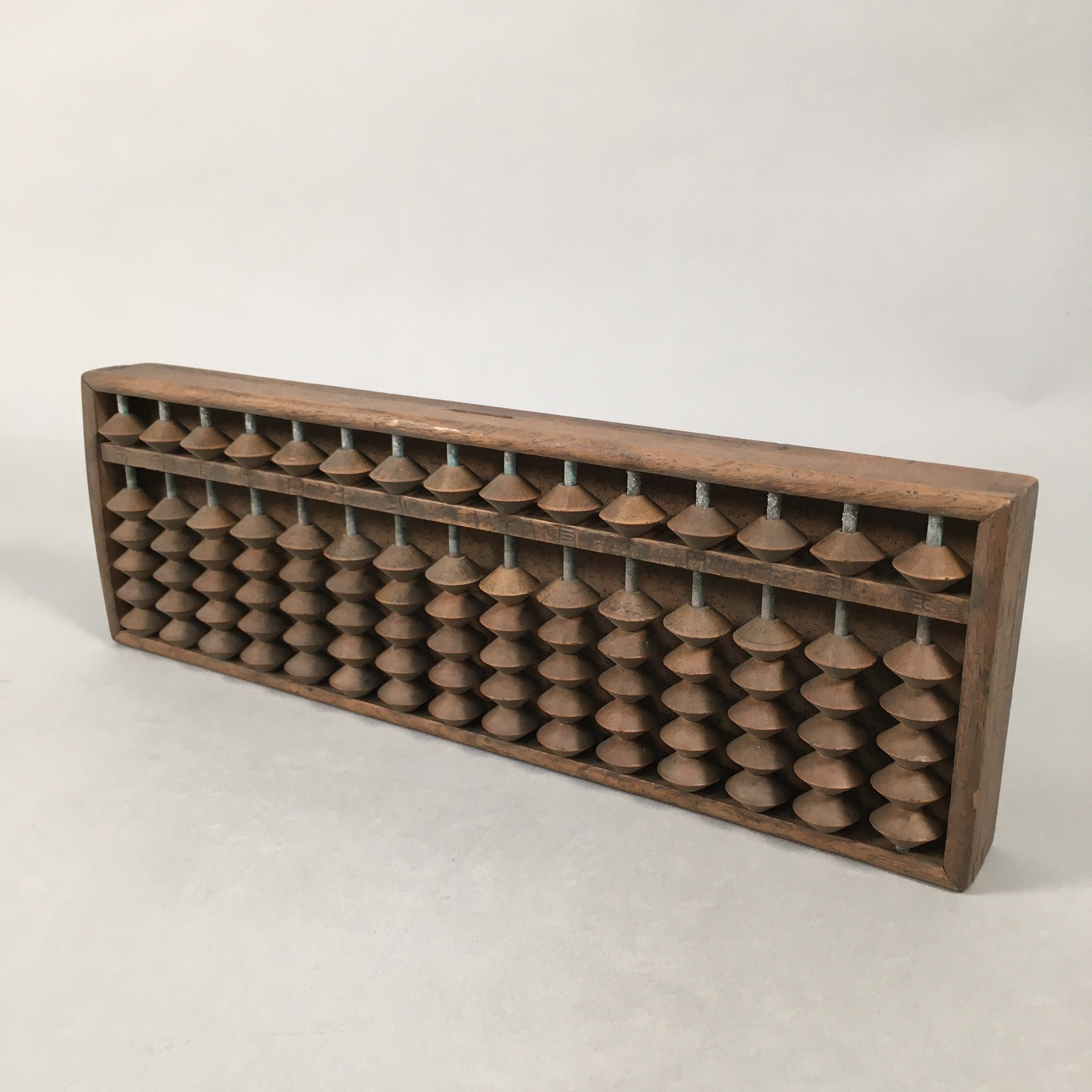 Japanese Wooden Abacus Calculating Tool 1/5 Beads 15 Rows Vtg Soroban ST49