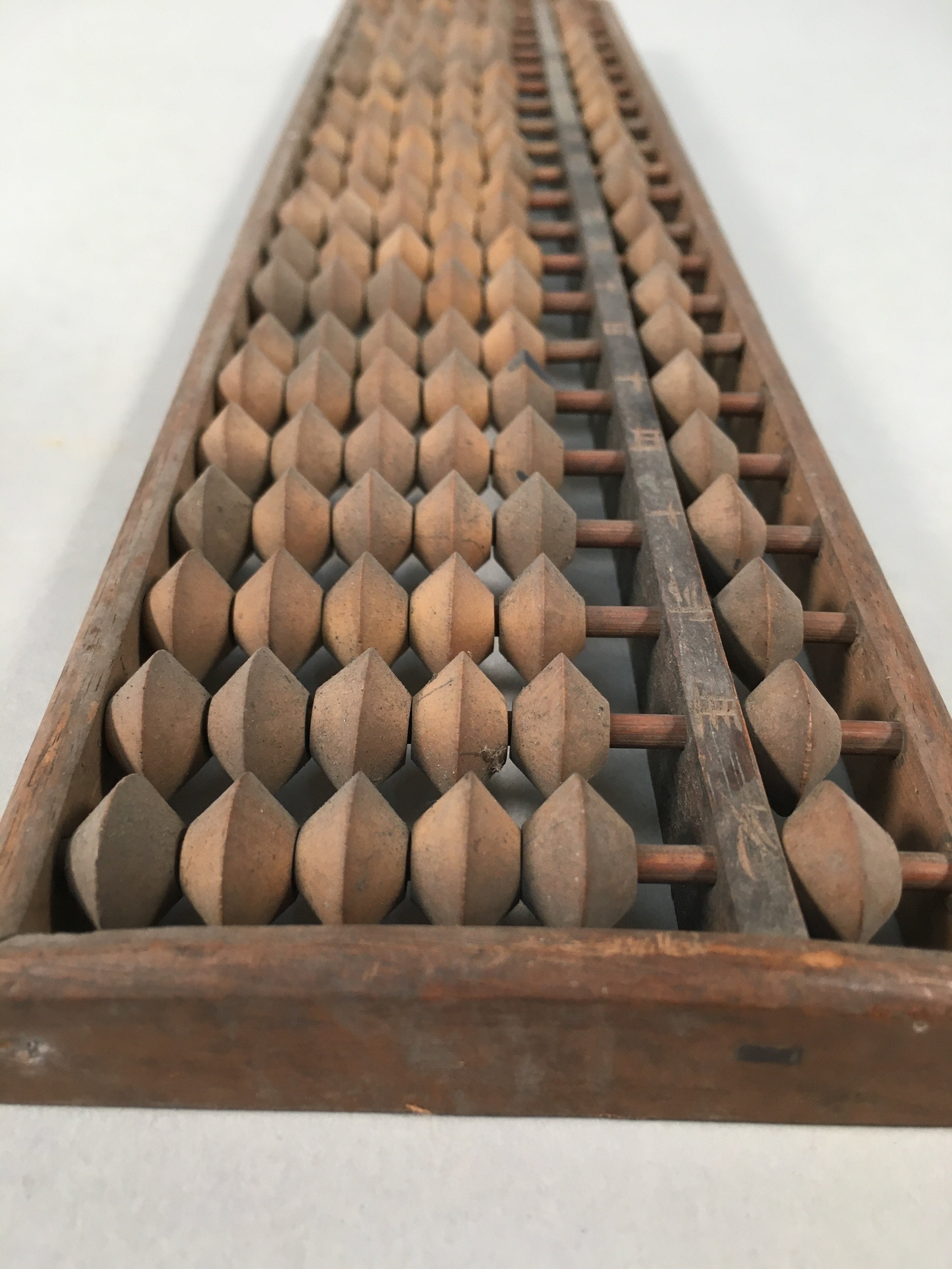 Japanese Wooden Abacus Calculating Tool 1/5 Beads 21 Rows Vtg Soroban ST50