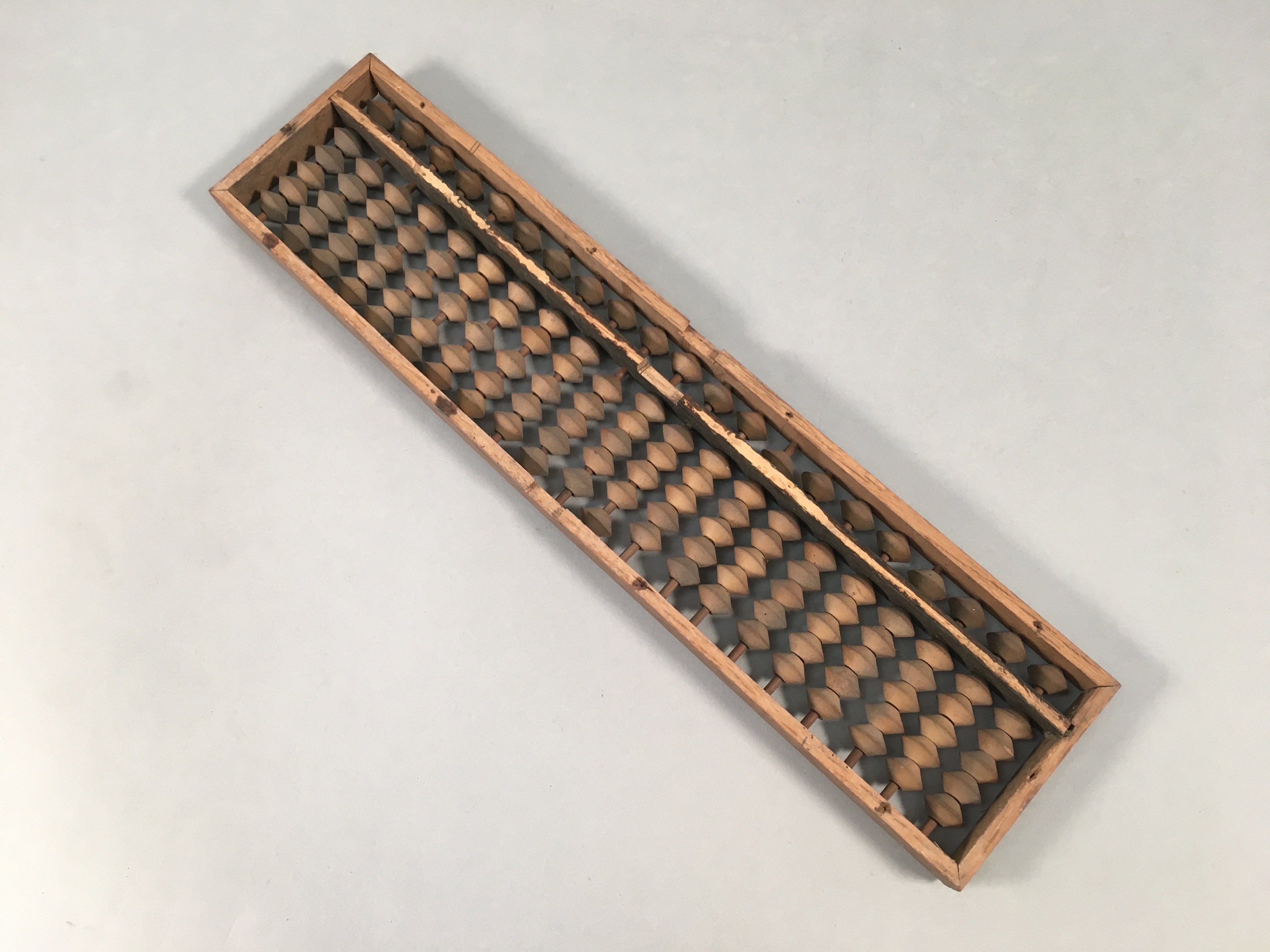 Japanese Wooden Abacus Calculating Tool 1/5 Beads 21 Rows Vtg Soroban ST50