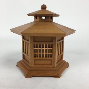 Japanese Wooden Accessory Box Vtg Boxed Hexagonal Lantern Two-tiered PX596
