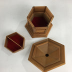Japanese Wooden Accessory Box Vtg Boxed Hexagonal Lantern Two-tiered PX596