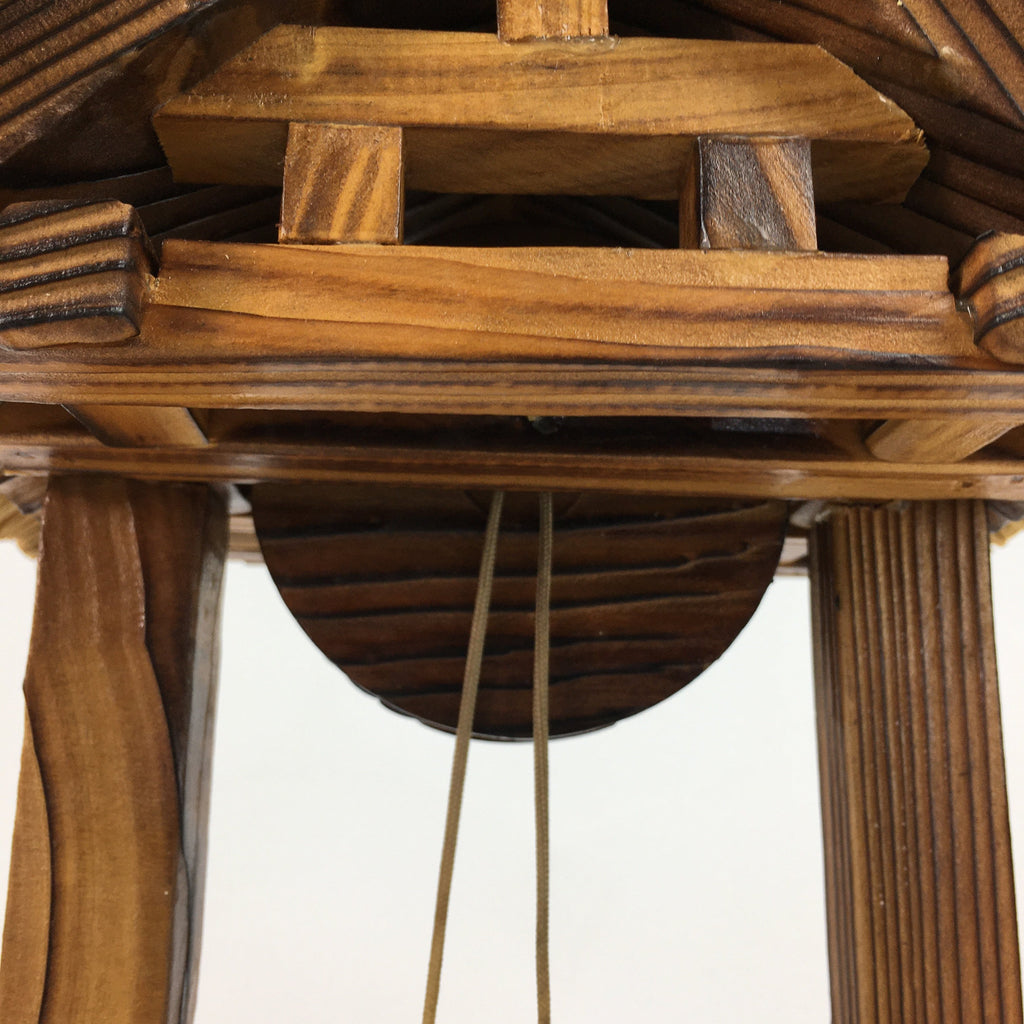 Japanese Wooden Art Display Well Vtg Handmade Brown Tsurube Ido BD684