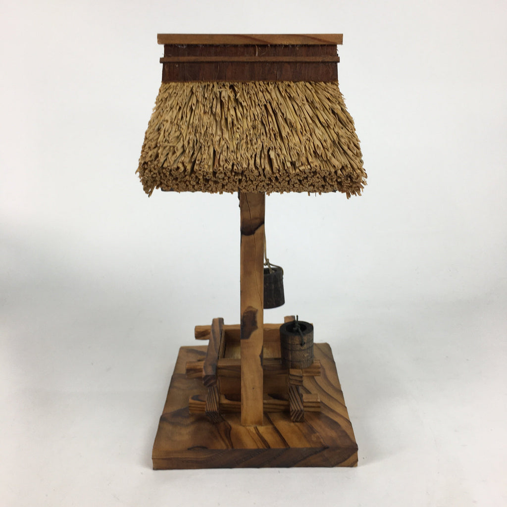 Japanese Wooden Art Display Well Vtg Handmade Brown Tsurube Ido BD684