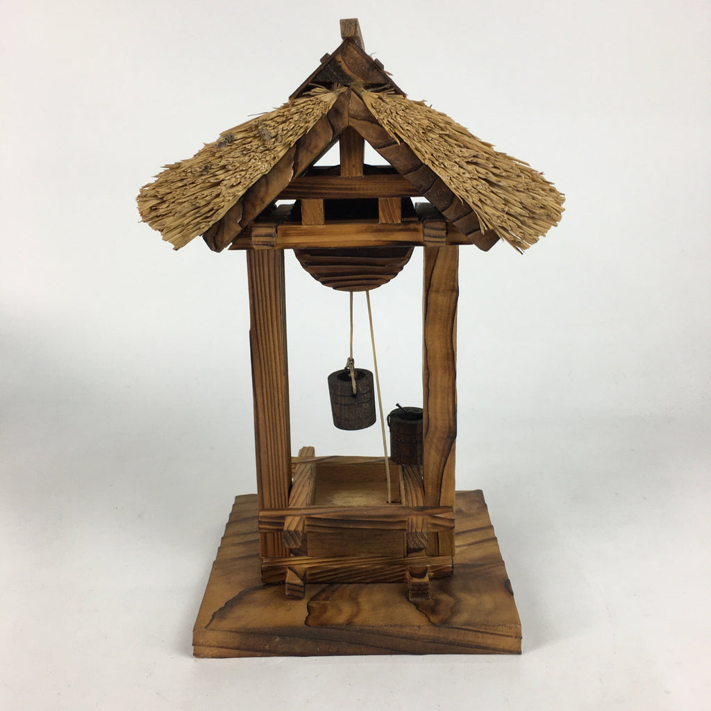 Japanese Wooden Art Display Well Vtg Handmade Brown Tsurube Ido BD684