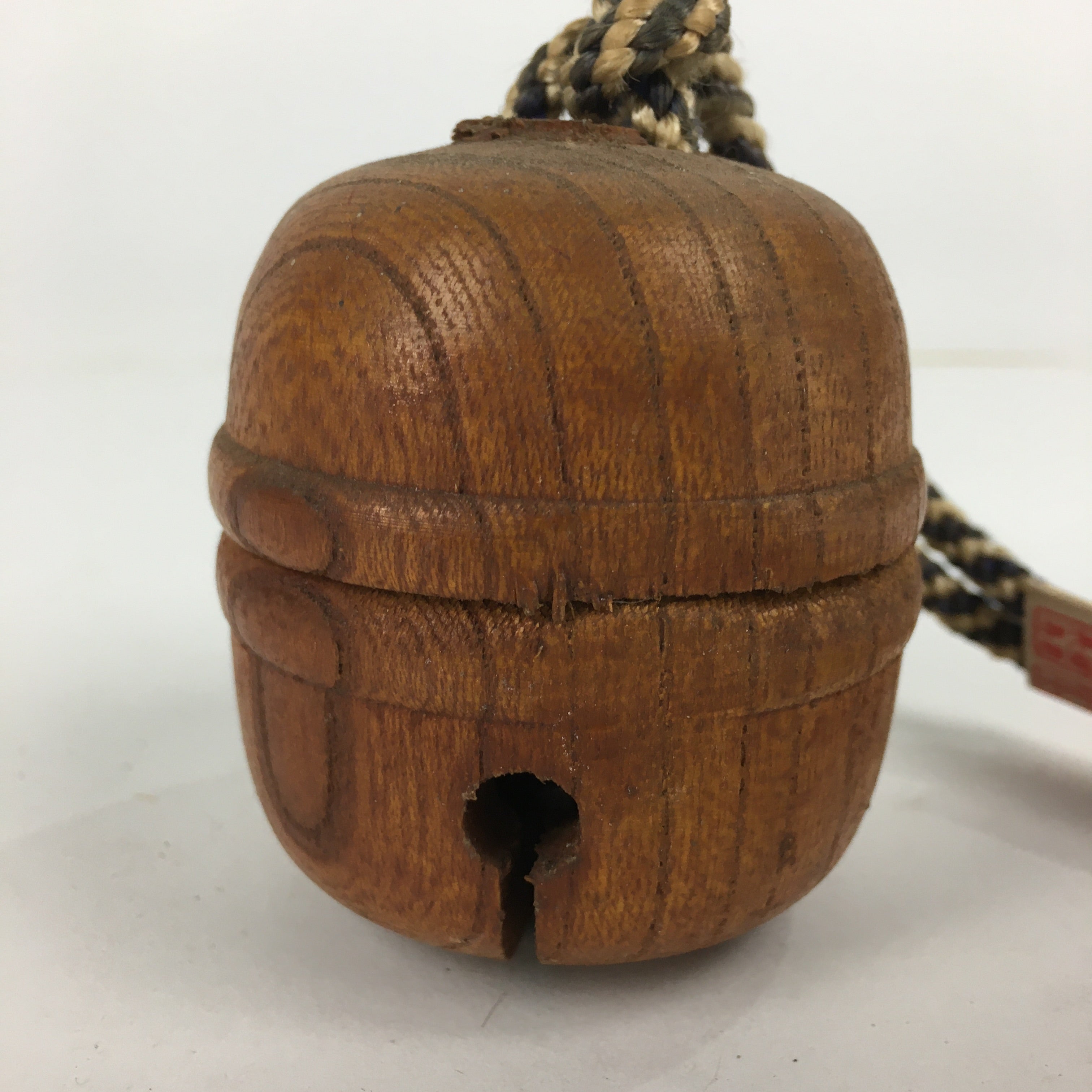 Japanese Wooden Bell Vtg Keyaki Bell Pray Happiness Health Longevity DR350