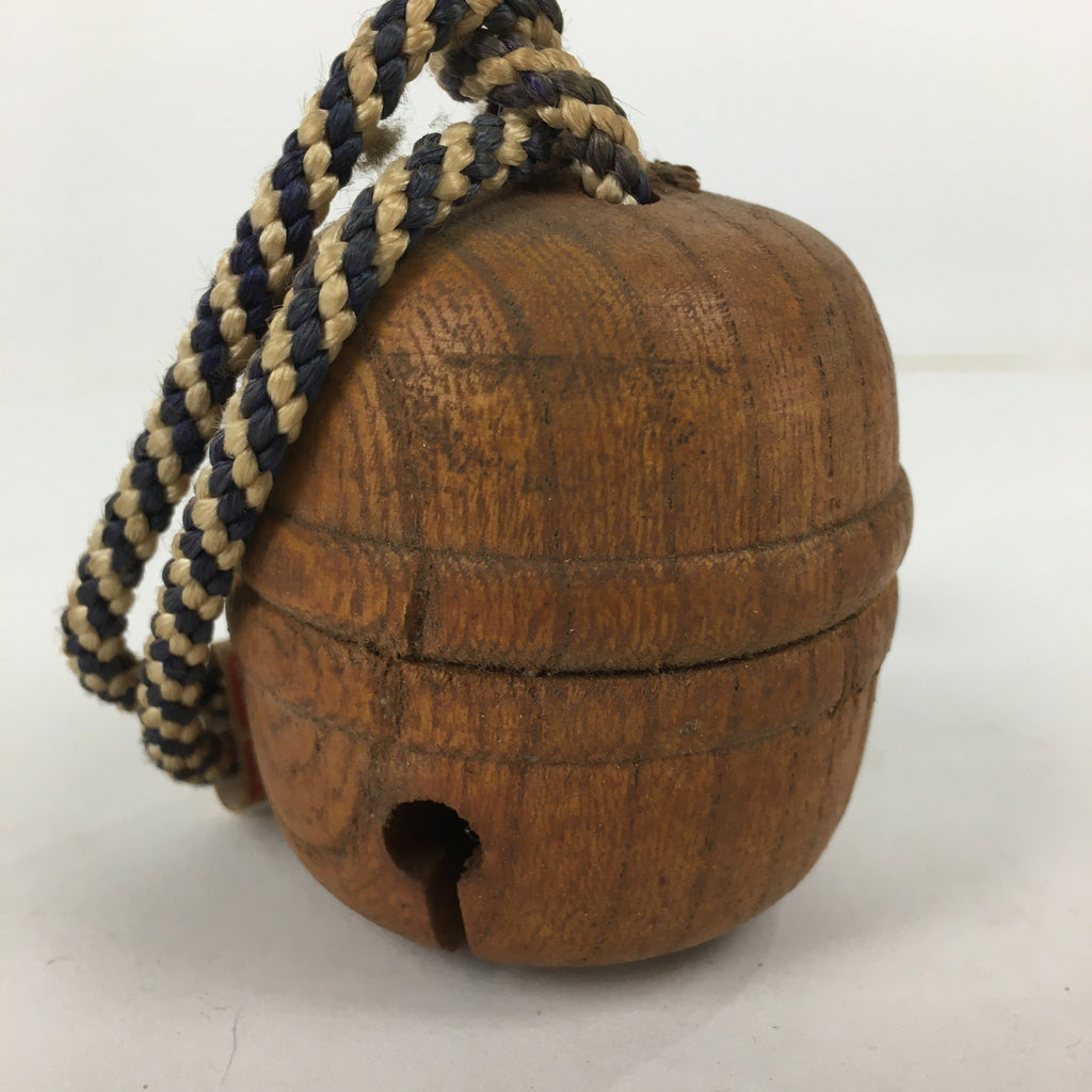 Japanese Wooden Bell Vtg Keyaki Bell Pray Happiness Health Longevity DR350