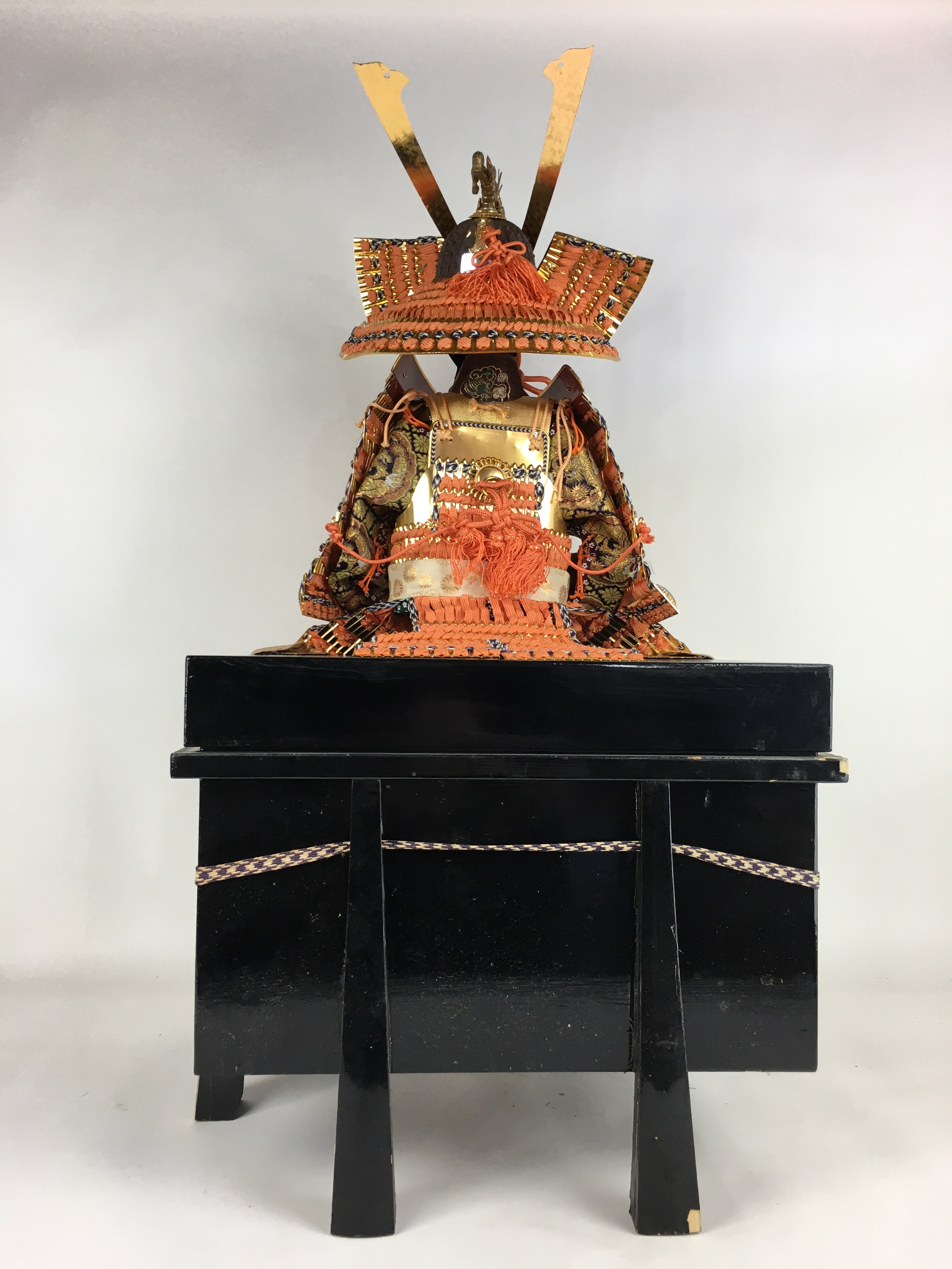Japanese Wooden Boxed Samurai Miniature Armor Yoroi Vtg Boy's Festival ID434